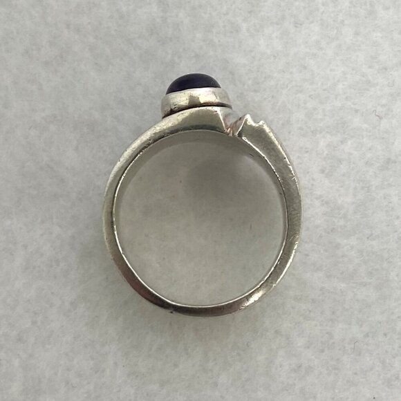 Sterling Silver 925 Asymmetric Oval Purple Amethyst Cabochon Ring Sz 5.75 - Picture 8 of 16